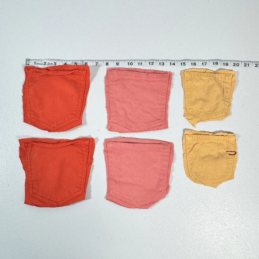 Denim Back Pockets for Crafts Orange 6 Pairs